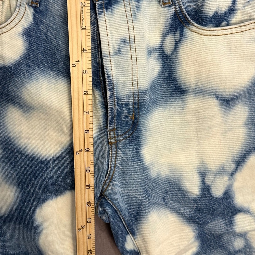 Revice Denim Jeans 29 Blue Cloud Wash Bleach Straight Leg Festival Altered Crop - Picture 9 of 10